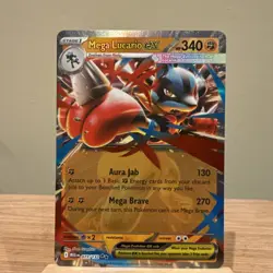 Pokemon Mega Lucario EX Holofoil Card 077/132 Me01: Mega Evolution - Image 1