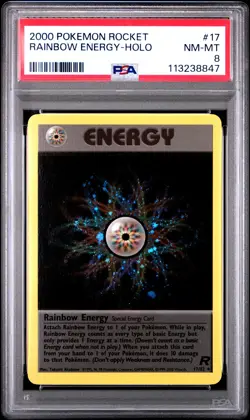 2000 POKEMON ROCKET #17 RAINBOW ENERGY-HOLO PSA 8 - Image 1