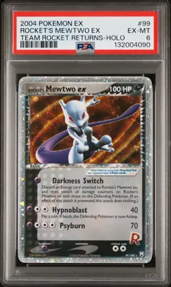 2004 POKEMON EX TEAM ROCKET RETURNS #99 ROCKET'S MEWTWO EX-HOLO PSA 6 - Image 1