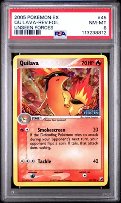 2005 POKEMON EX UNSEEN FORCES #45 QUILAVA-REV.FOIL PSA 8 - Image 1