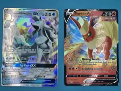 2 Pokemon Card Lot Aolan Ninetales GX And Flareon V Promo - Image 1