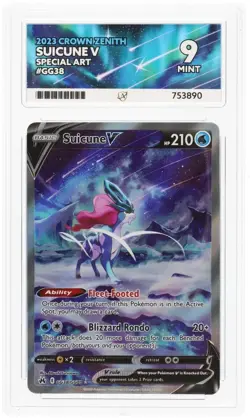 ACE 9 Suicune V GG38/GG70 Crown Zenith Holo Pokemon Card - Mint - Image 1