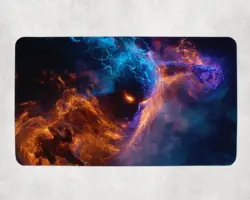 Elemental Chaos Mage MTG Playmat - Fire Ice Sorcerer Fantasy Art - Image 1