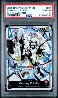 2025 ONE PIECE ST21-001 GEAR 5 MONKEY D. LUFFY LEADER PARALLEL ENGLISH PSA 10 - Image 1