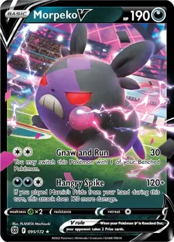 Morpeko V 095/172 Ultra Rare Holo SWSH09: Brilliant Stars Pokemon Card - Image 1