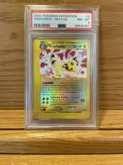 Pokemon 2002 WOTC Expedition Base Set: Ampharos 34/165 Reverse Holo Rare - PSA 8 - Image 1