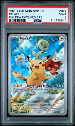 PSA 9 Pikachu 027 Scarlet & Violet Paldea Evolved ETB Promo Card Holo - Image 1