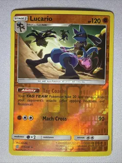 Pokemon TCG Lucario 117/236 SM-Unified Minds Rare Reverse Holo 120HP - Image 1