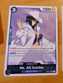 ONE PIECE ENGLISH CARD GAME HOLO CARTE Ms. All Sunday OP01-079 R EN NM - Image 1