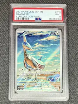 Pokemon TCG Skarmory Illustration Rare 209/191 Surging Sparks Holo PSA 9 2024 - Image 1