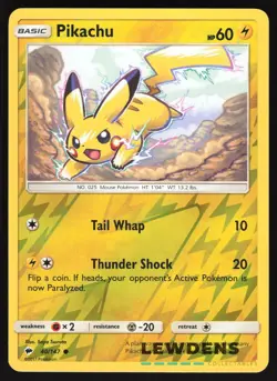 Pikachu - 40/147 - Reverse Holo Common - Burning Shadows - Pokemon Card - Image 1