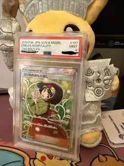 Pokemon 2018 Tag Bolt Erika's Hospitality 107 Full Art Holo Japanese PSA 9 - Image 1