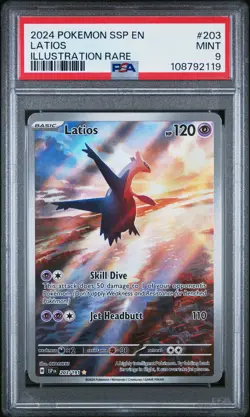 2024 POKEMON SSP EN-SURGING SPARKS ILLUSTRATION RARE #203 LATIOS PSA 9 - Image 1