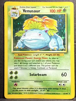 Pokemon TCG Venusaur Base Set Holo Unlimited Rare Card 15/102 MP - Image 1