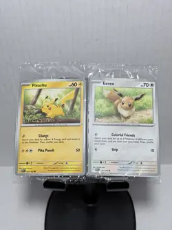 Pikachu Eevee 025/165 133/165 Pokemon Together 151 Poke Post Promo Master NM - M - Image 1