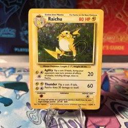 Pokemon Raichu Holo Card Base Set 14/102 WOTC LP+/NM- - Image 1