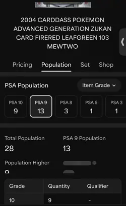 2004 Pokemon Zukan Card Fire-red Leaf-green Gold - Mewtwo #103 PSA 9 MINT - Image 3