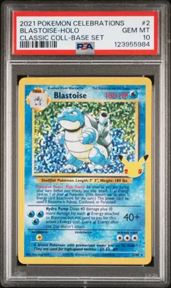 PSA 10 Blastoise Holo 2/102 Celebrations Classic Collection Graded SWSH Card - Image 1