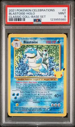 PSA 9 Blastoise Holo 2/102 Celebrations Classic Collection Graded SWSH Card - Image 1