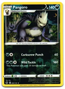 Pangoro 080/159 - Crown Zenith Rare Pokemon TCG Reverse Holo - M/LP Card - Image 1