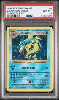 1999 Pokemon Base Set Shadowless Gyarados 6/102 PSA 8 Near Mint - Mint - Image 1