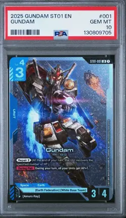 2025 Gundam Card Game - Gundam RX-78-2 (ST01-001 LR - Foil) (PSA 10 GEM MINT) - Image 1
