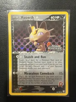 Pokemon Reverse/Stamped Holo Rocket’s Meowth- EX Team Rocket Returns- 46/109 - Image 3