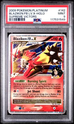 2009 POKEMON SUPREME VICTORS BLAZIKEN FB LV X #142 ULTRA PSA 9 MINT #117531549 - Image 1