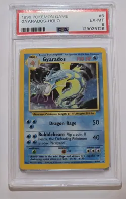 Pokemon TCG 6/102 Gyarados Holo Rare Card Base Set PSA 6 NM-Mint 1999 - Image 1