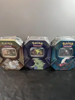 3 x Triple Whammy Collector Sealed Tins (Complete Tin Set) Pokemon TCG New! - Image 1