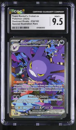 Team Rocket's Crobat EX 234/182 Special Illustration Rare Pokemon CGC 9.5 Mint+ - Image 1