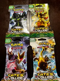 Pokemon Fates Collide Sleeved Booster Pack COMPLETE ART SET - 4 Packs SEALED - Image 1