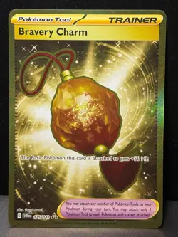 Bravery Charm 175/142 SV Paldea Evolved Gold Item full art Pokemon Card AA9 LP1 - Image 1