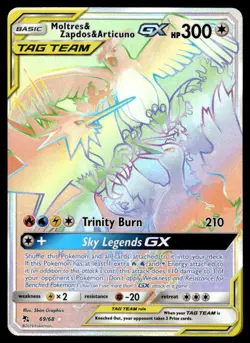 Pokemon TCG Hidden Fates #69/68 Moltres & Zapdos & Articuno GX (Secret) NM - Image 1