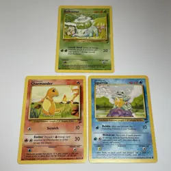 Pokemon Base Set 2 Kanto Starters Bulbasaur, Charmander & Squirtle 3 Cards WOTC - Image 1