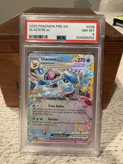 2025 POKEMON PRE EN-PRISMATIC EVOLUTIONS #026 GLACEON EX PSA 8 - Image 1