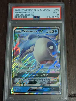 2019 Pokemon Sun & Moon Cosmic Eclipse Wishiwashi GX #63 - PSA 9 MINT - Image 1