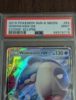 2019 Pokemon Sun & Moon Cosmic Eclipse Wishiwashi GX #63 - PSA 9 MINT - Image 3