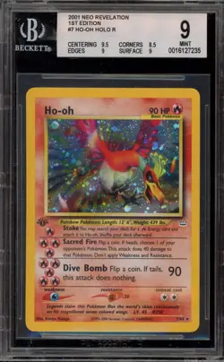 Pokemon Ho-Oh Neo Revelation 1st Edition Holo Rare #7 DOUBLE HOLO BGS 9 Mint - Image 1