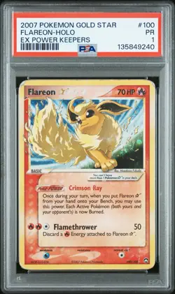 PSA 1 FLAREON GOLD STAR 100/108 | EX Power Keepers Holo Graded Pokemon Card - Image 1