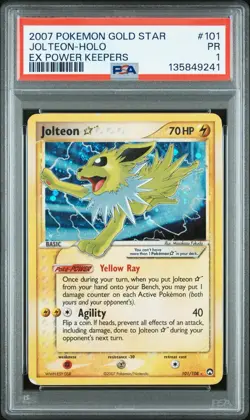 PSA 1 JOLTEON GOLD STAR 101/108 | EX Power Keepers Holo Graded Pokemon Card - Image 1