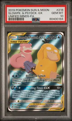 PSA 10 SLOWPOKE & PSYDUCK GX 218/236 | Tag Team Full Art Graded Pokemon Card - Image 1