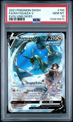PSA 10 RAYQUAZA V 194/203 | Evolving Skies Alt Art Graded Pokemon Card - Image 1