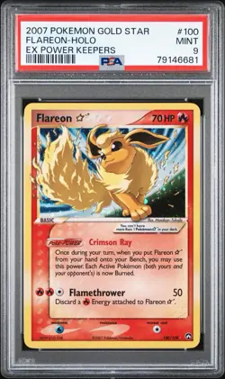 PSA 9 FLAREON GOLD STAR 100/108 | EX Power Keepers Graded Pokemon Card - Image 1