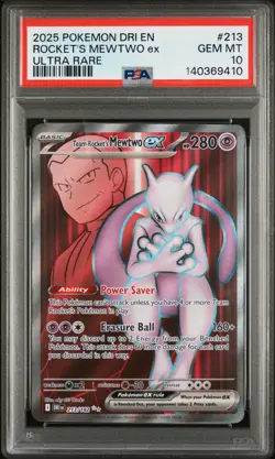 PSA 10 - TEAM ROCKET'S MEWTWO EX - 213/182 ULTRA RARE POKEMON - Image 1