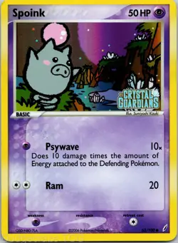 Spoink 62/100 Common Crystal Guardians Pokemon Reverse Holo LP - Image 1