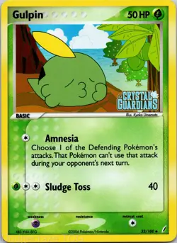Gulpin 33/100 Uncommon Crystal Guardians Pokemon Reverse Holo NM - Image 1