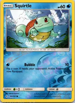 Squirtle 33/214 Common Unbroken Bonds Pokemon Reverse Holo NM - Image 1