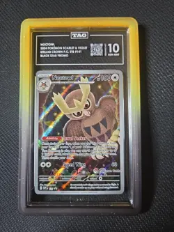 2024 POKEMON STELLAR CROWN POKEMON CENTER ETB PROMO SVP #141 NOCTOWL TAG 10 - Image 1