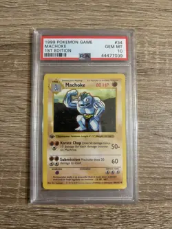 1999 POKEMON BASE SET 1ST EDITION #34 SHADOWLESS MACHOKE PSA 10 - Image 1